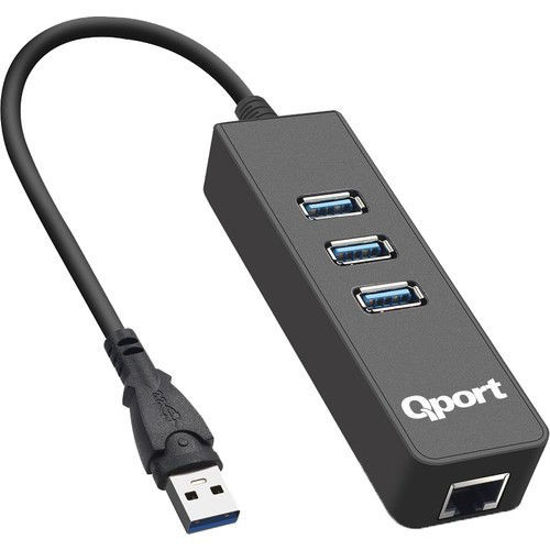 QPORT Q-U3G 3xUSB 3.0 ÇOKLAYICI + GIGABIT ETHERNET ADAPTOR resmi