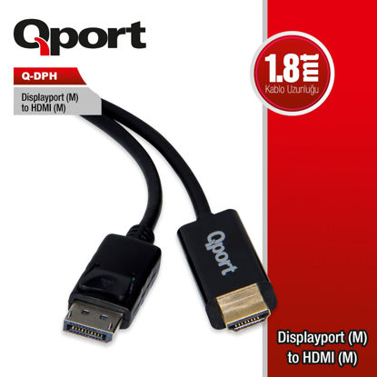 QPORT Q-DPH DP(M) to HDMI(M) 1.80m Çevirici Kablo resmi